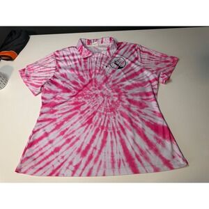 Swing Swear Drink Repeat Pink Tie Dye Golf Polo Shirt Mens XL Short Sleeve